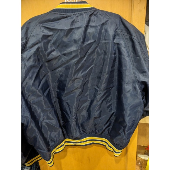 Vintage "TROUP" Satin Bomber Jacket Size Mens Large Navy USA Made - Picture 2 of 3